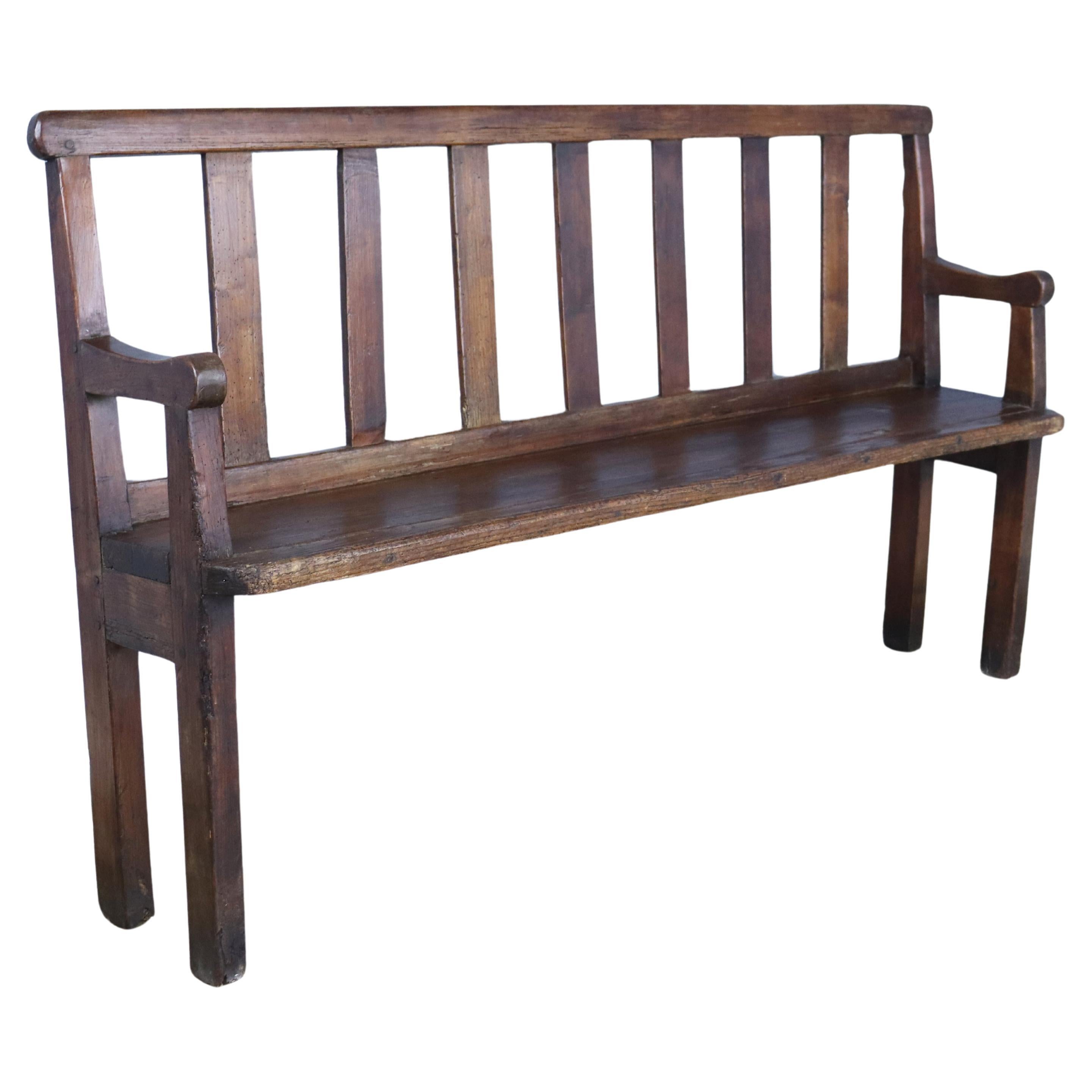 Antique Shallow Pine Seat For Sale