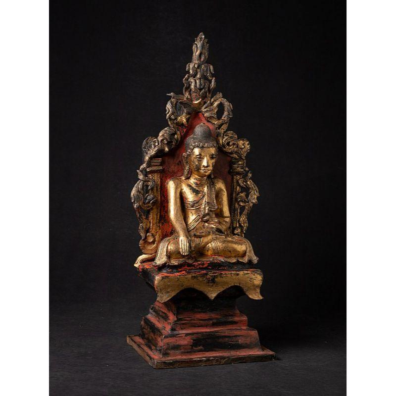 Antique Shan Buddha on Throne from Burma For Sale 4