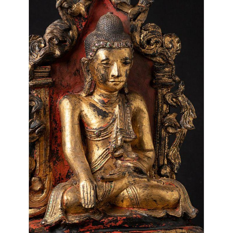 Antique Shan Buddha on Throne from Burma For Sale 5