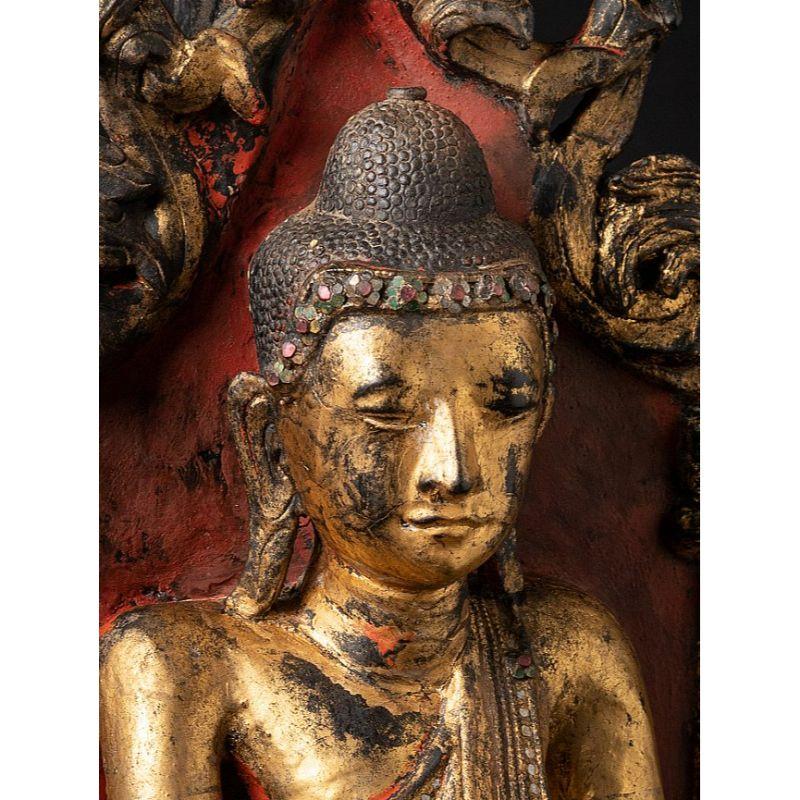 Antique Shan Buddha on Throne from Burma For Sale 6