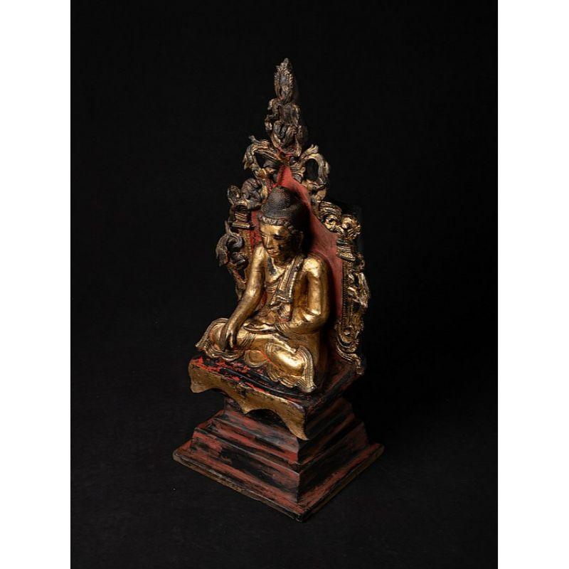 Antique Shan Buddha on Throne from Burma For Sale 7