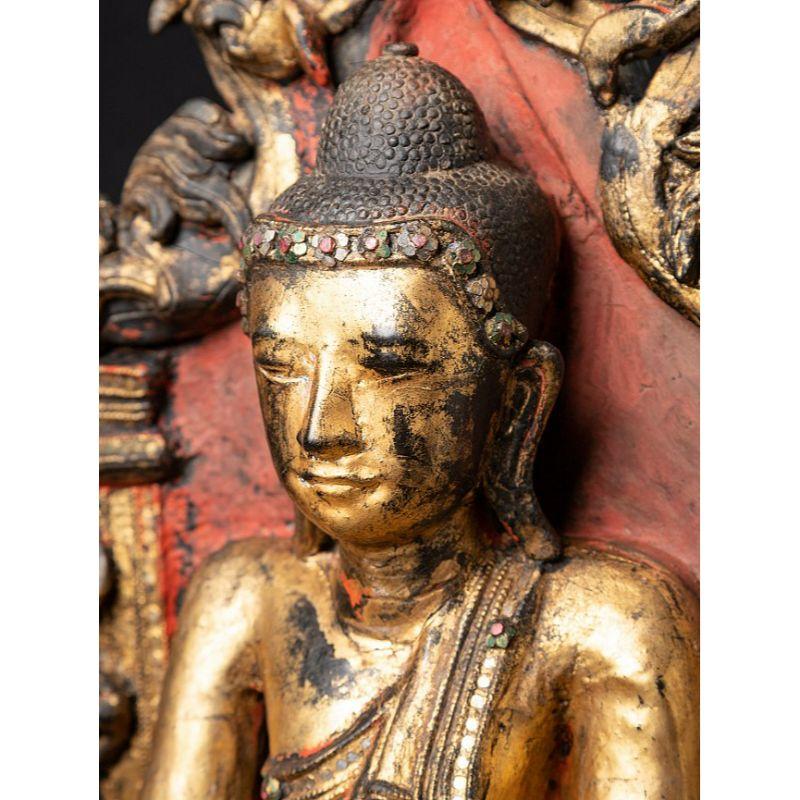 Antique Shan Buddha on Throne from Burma For Sale 10