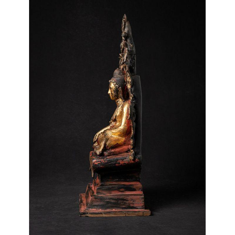 Antique Shan Buddha on Throne from Burma For Sale 1
