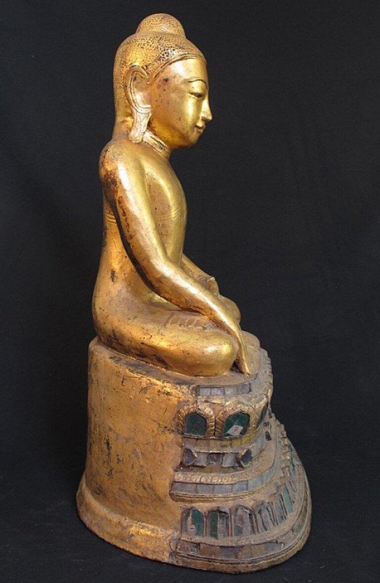 19th Century Antique Shan Buddha Statue from Burma For Sale