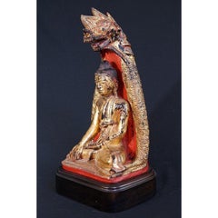 Antique Shan Buddha with Naga from Burma