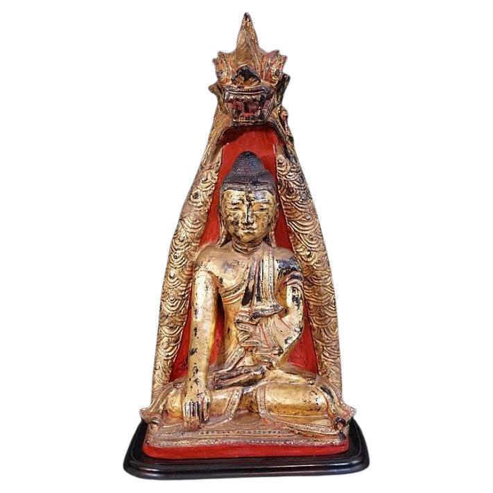 Antique Shan Buddha with Naga from Burma For Sale