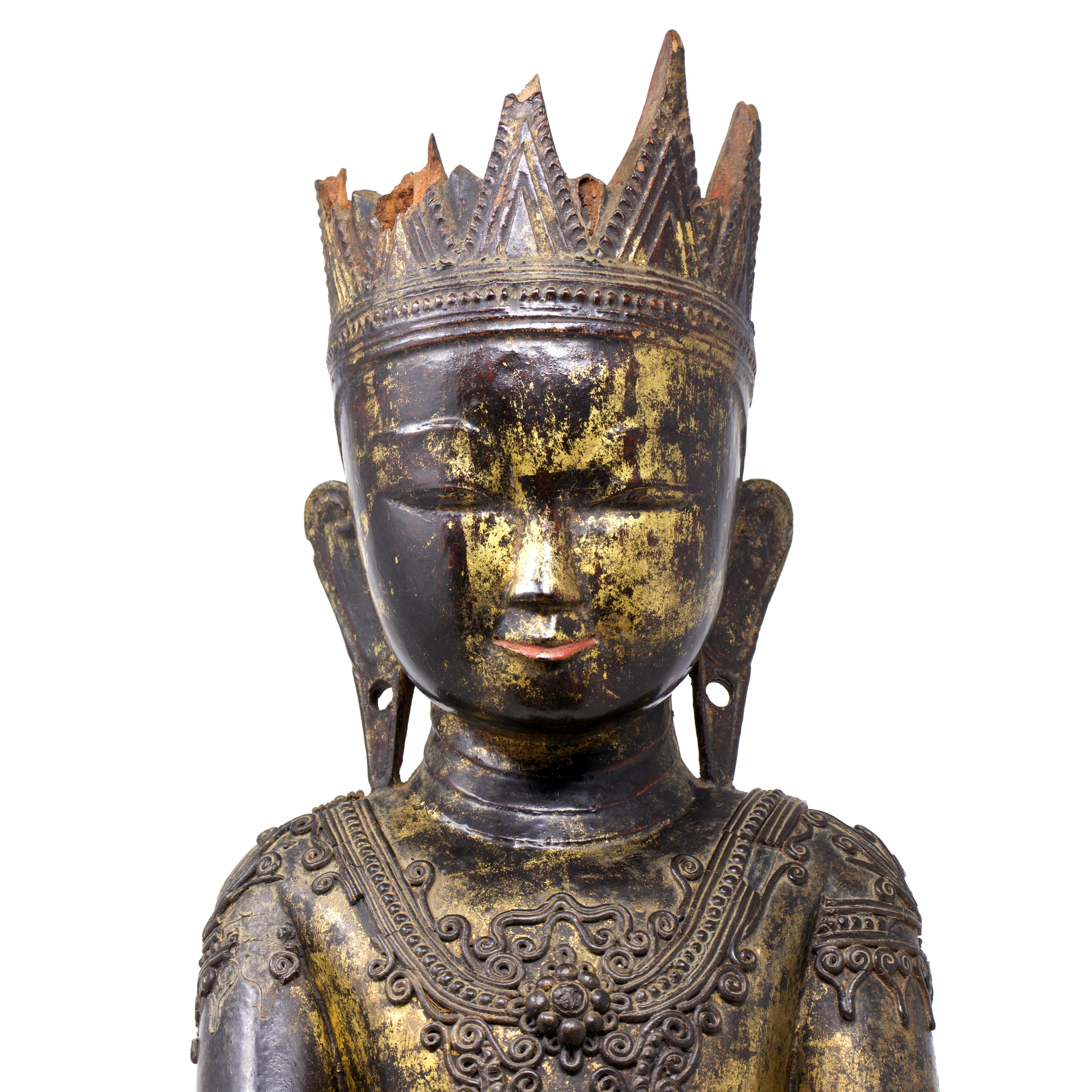18th Century Antique Shan (Tai Yai) Jambupati Buddha Image For Sale