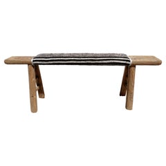 Antique Shandong Elm Bench / Note: Custom Muted Kilim Order for Customer