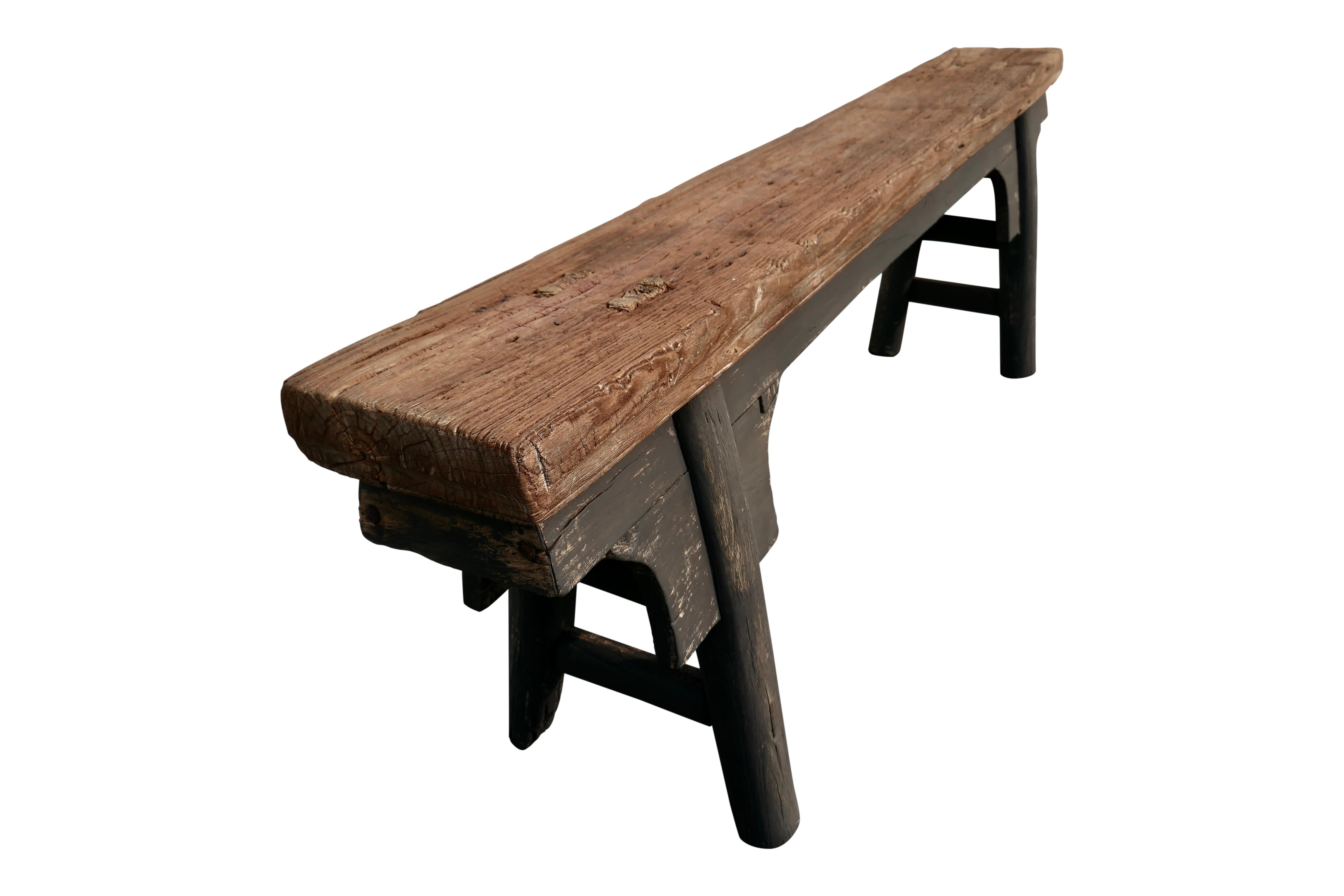 Asian Antique Shandong Elm Bench, Rustic, One-of-a-Kind For Sale