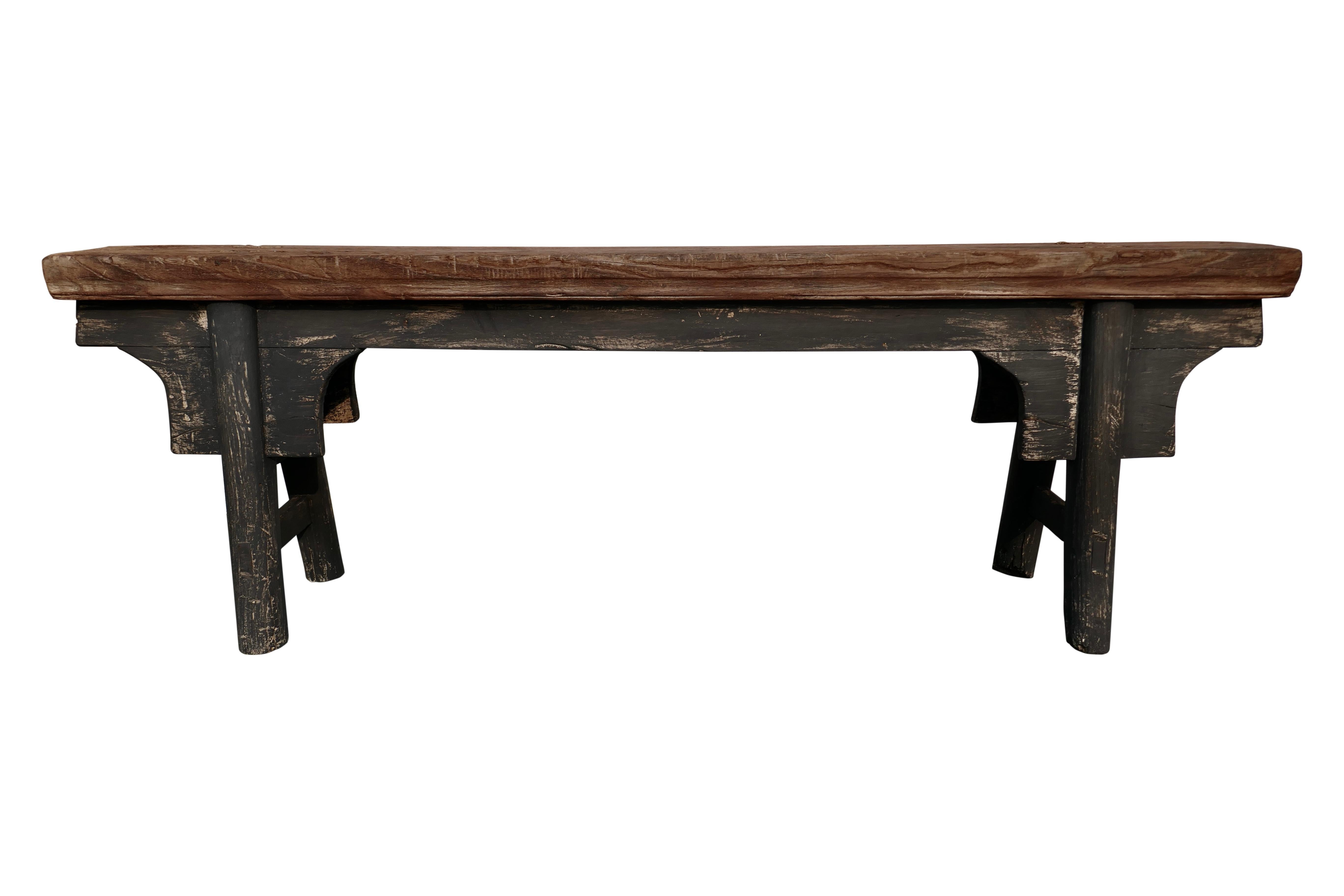 Wood Antique Shandong Elm Bench, Rustic, One-of-a-Kind For Sale