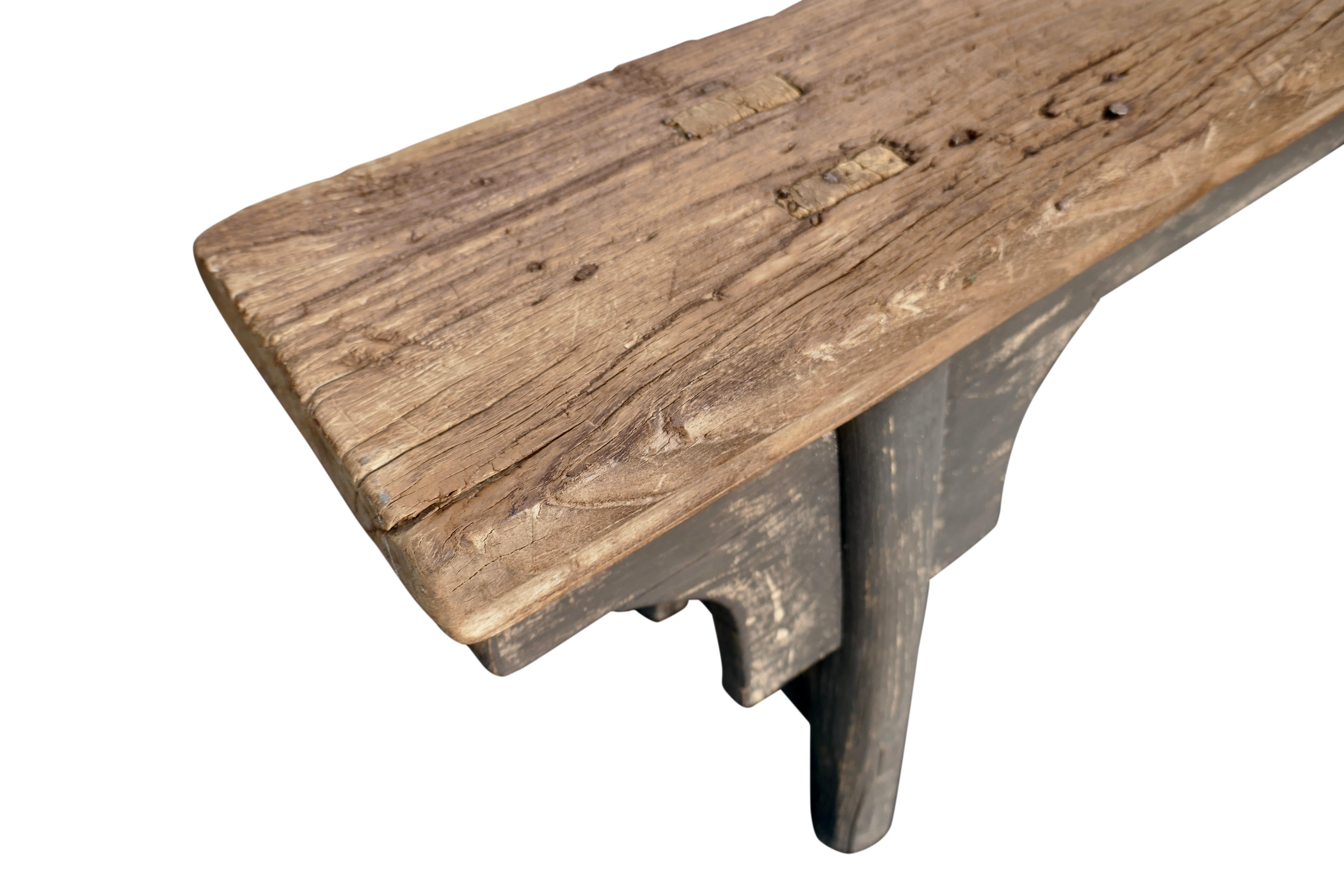 Antique Shandong Elm Bench, Rustic, One-of-a-Kind For Sale 1