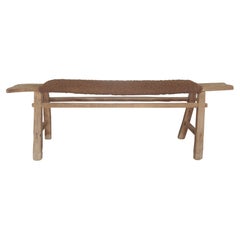 Banc ancien en orme de Shandong avec textile en peau de mouton ultra-luxe