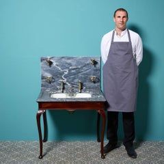 Antique Shanks & Co Marble Basin with Mahogany Stand