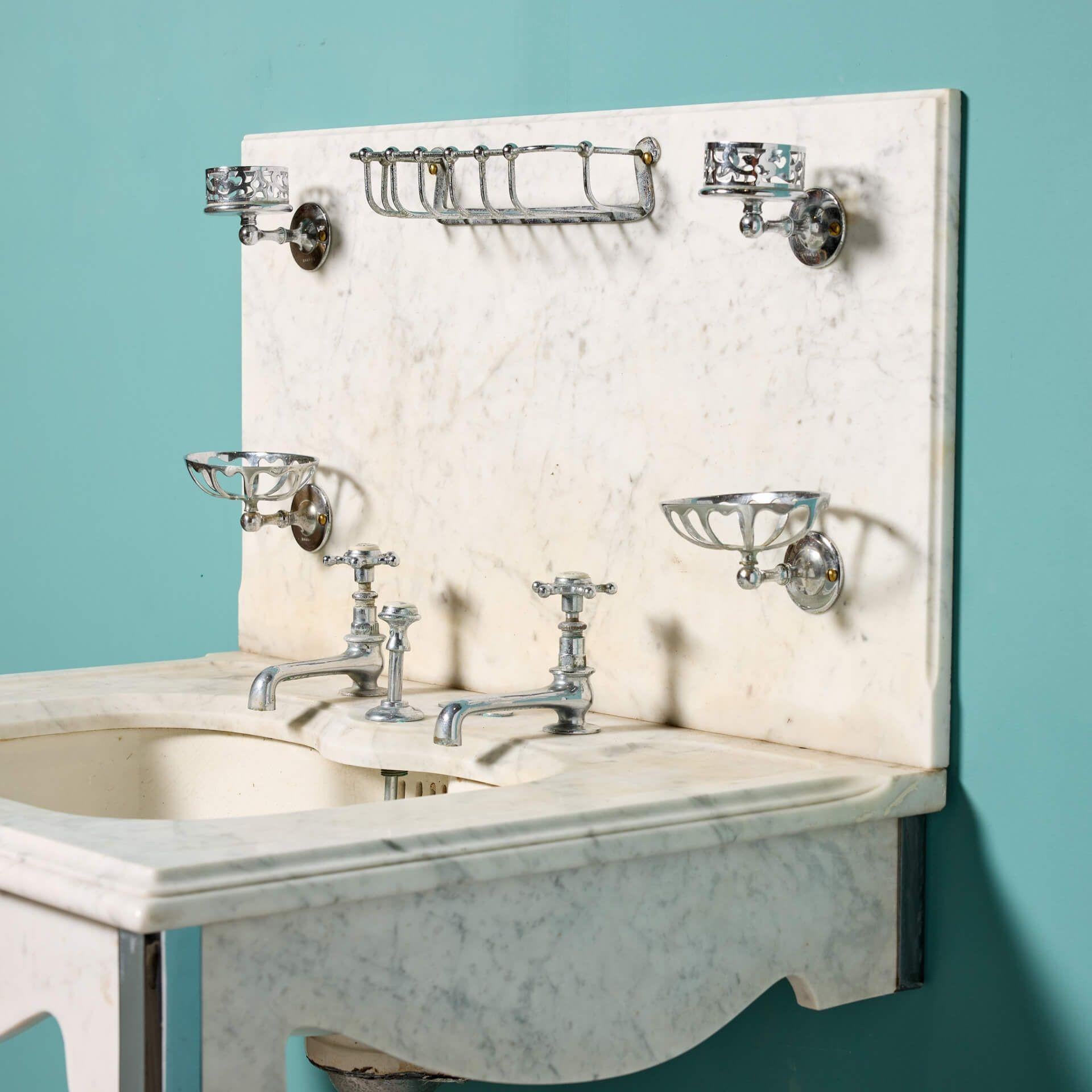 English Antique Shanks Carrara Marble Sink For Sale