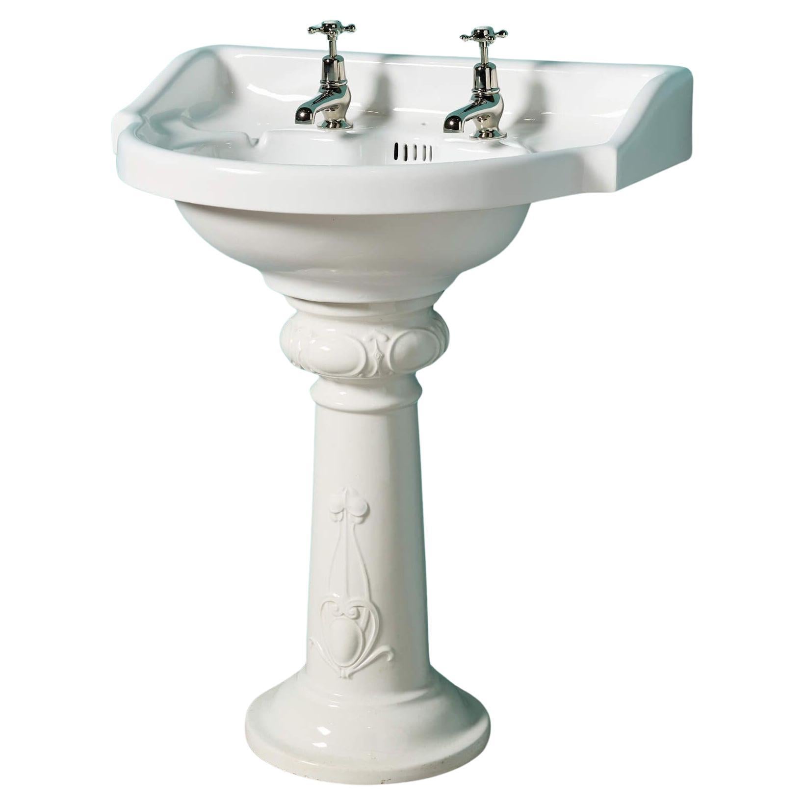 Antique Shanks & Co Art Nouveau Pedestal Basin