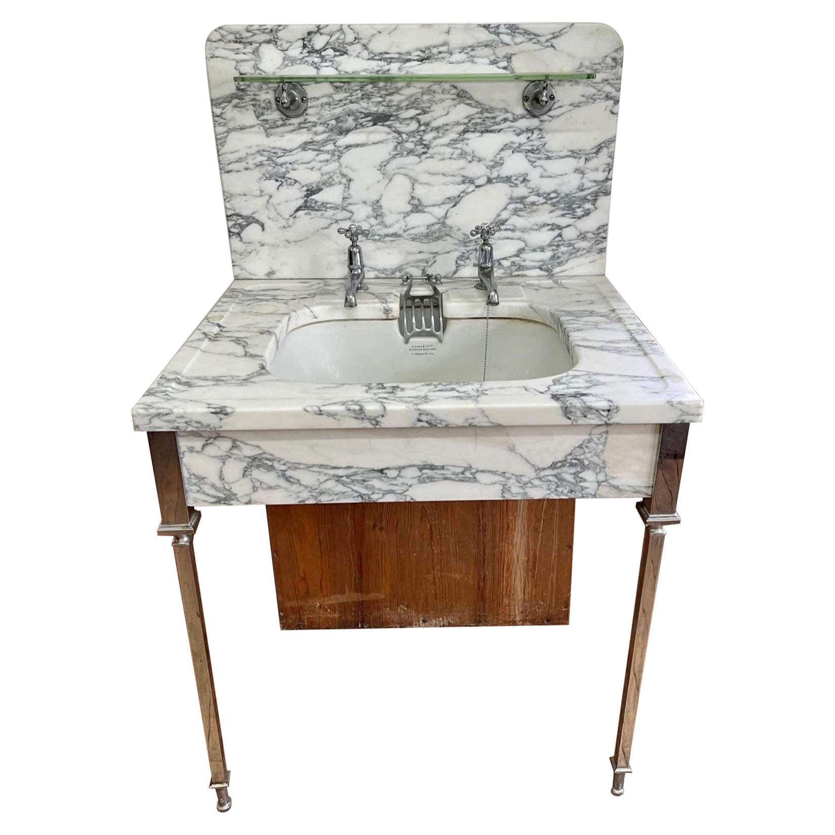 Antico lavabo in marmo di Shanks & Co, raro e completo in vendita