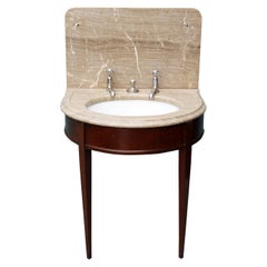 Antico lavabo in marmo Shanks su supporto in mogano