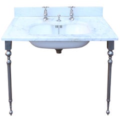  Antique ‘Shanks’ Marble Basin with Stand