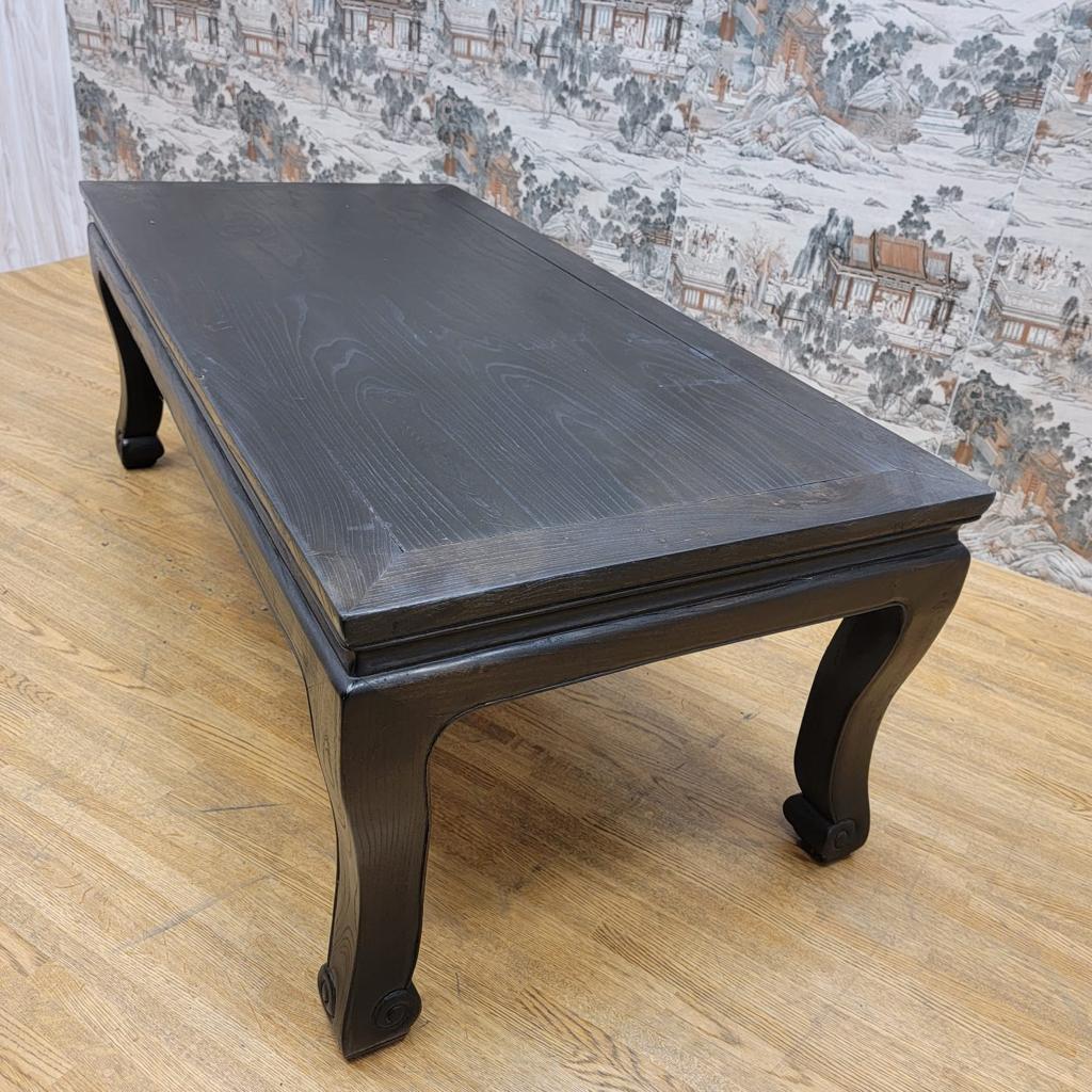 Hand-Carved Antique Shanxi Province Black Lacquer Coffee Table For Sale