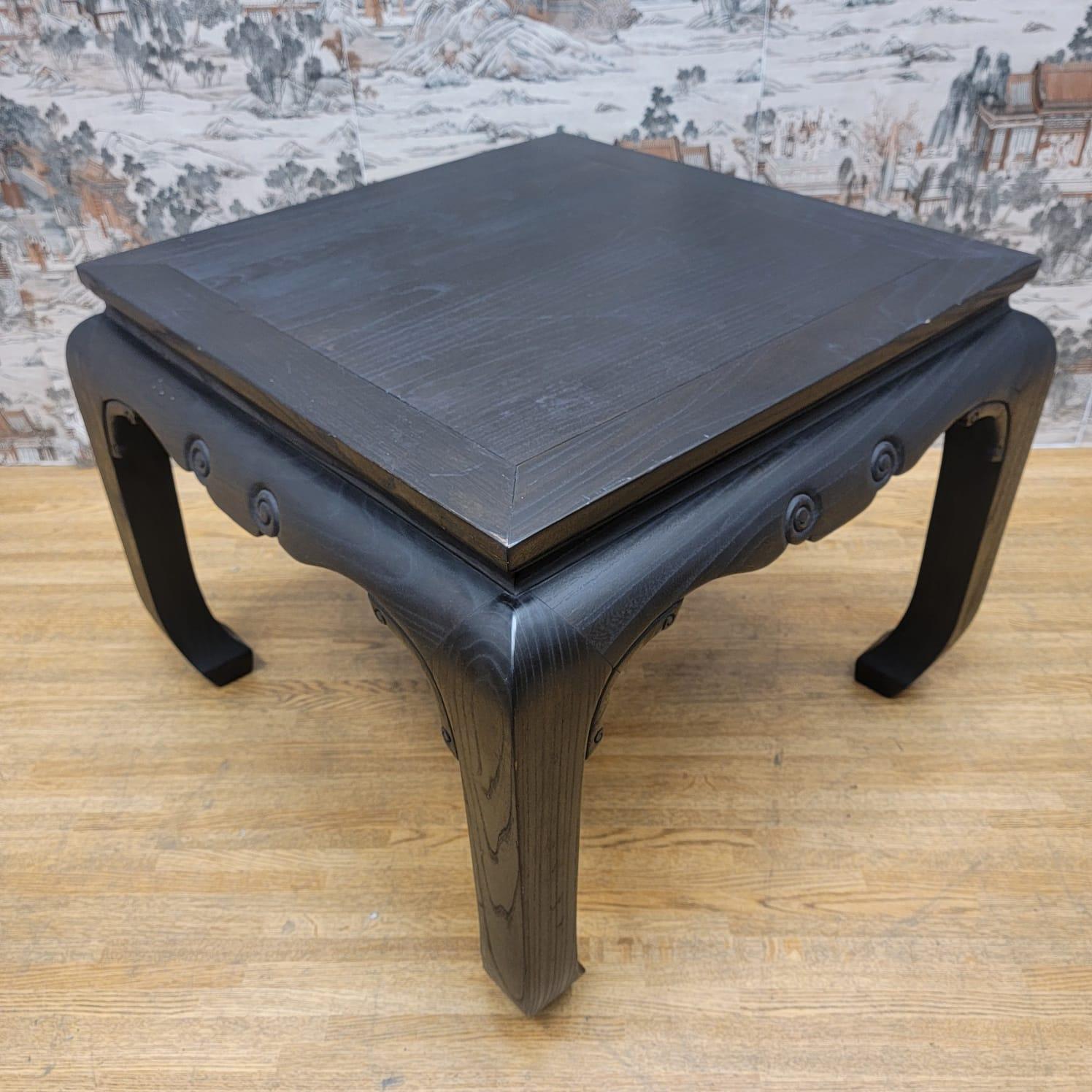 Antique Shanxi Province Black Lacquer Elm Side Table, Pair For Sale 4