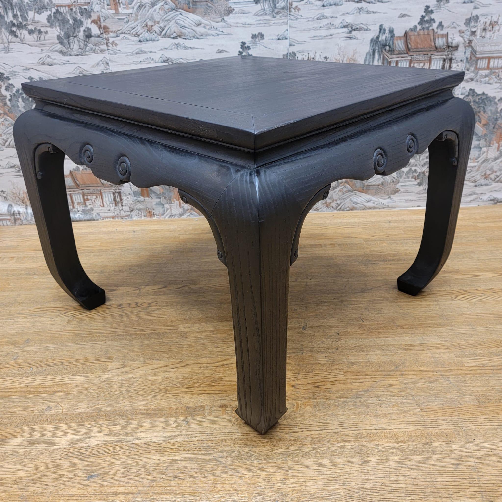 Antique Shanxi Province Black Lacquer Elm Side Table, Pair For Sale 8