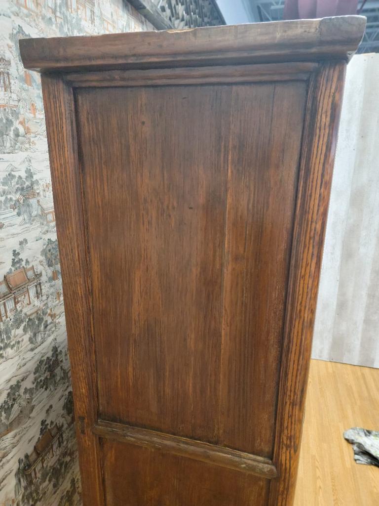 Chinese Antique Shanxi Province Elm 2 Door Cabinet with Original Patina and Lacquer For Sale