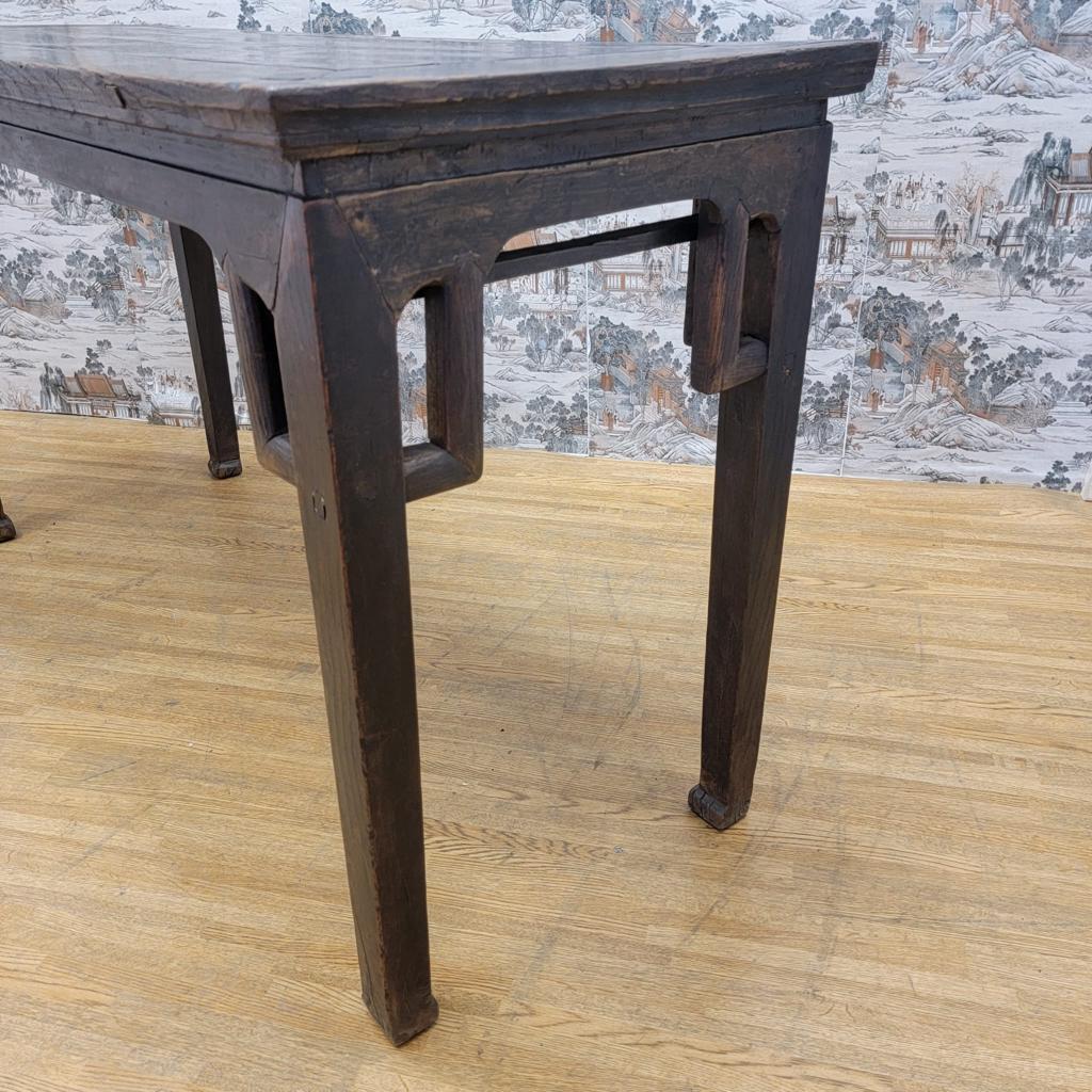 Antique Shanxi province elm altar table.

This antique elm altar table has its original color and patina. It can be used as a sofa back table for lamps display and other decorations, or, can be used as a computer standing table and a hallway table.