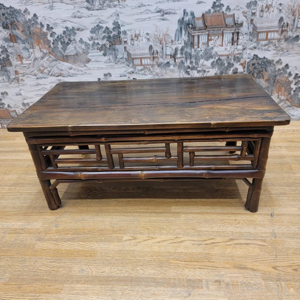 Antique Shanxi Province Elm and Bamboo Small Tea Table For Sale 2