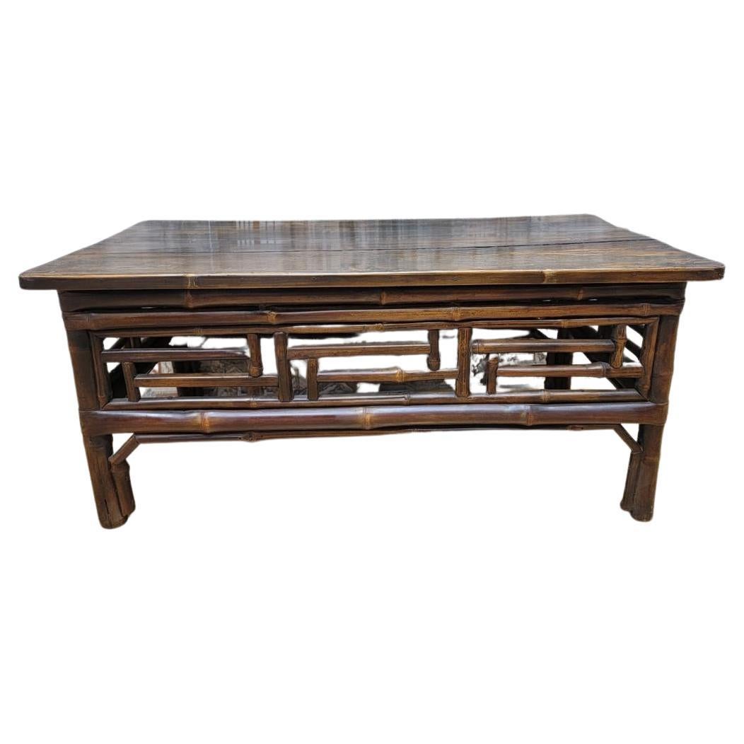 Antique Shanxi Province Elm and Bamboo Small Tea Table For Sale