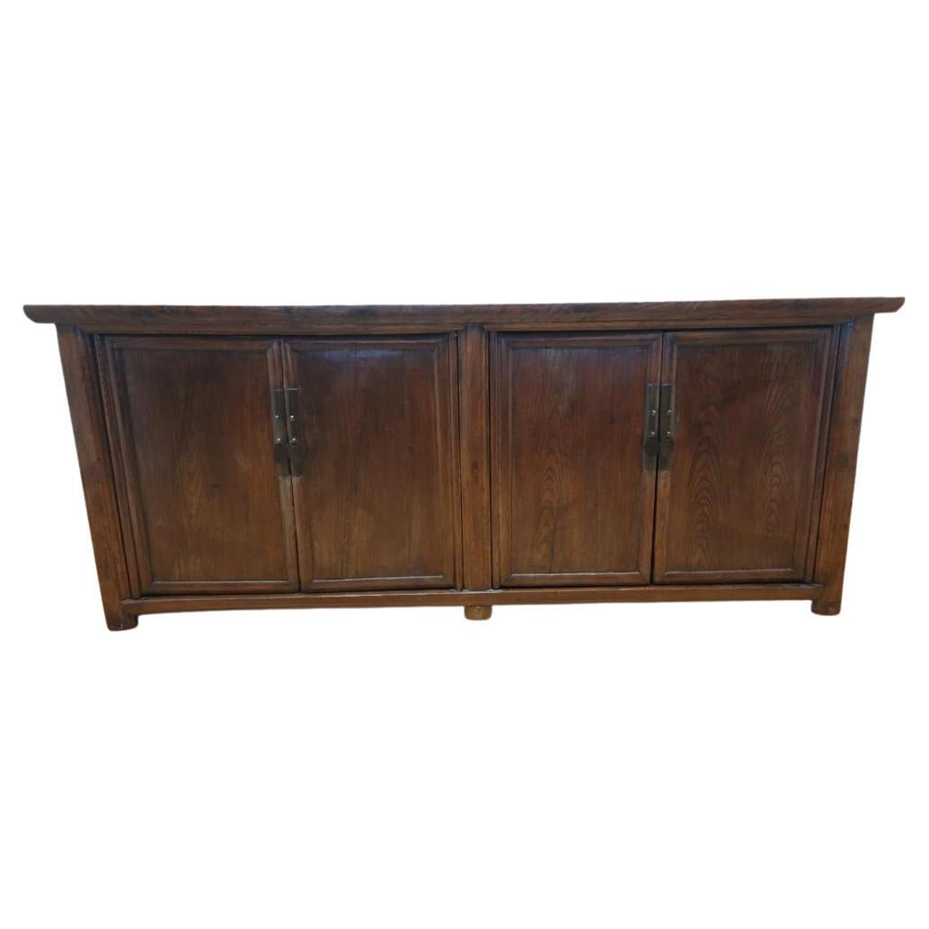 Antique Shanxi Province Elm and Brown Lacquer Sideboard For Sale