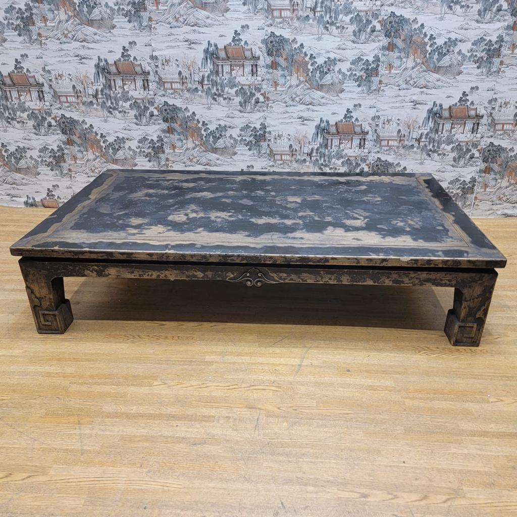 Antique Shanxi Province Elm Coffee Table Cut from Chinese Bed For Sale 4