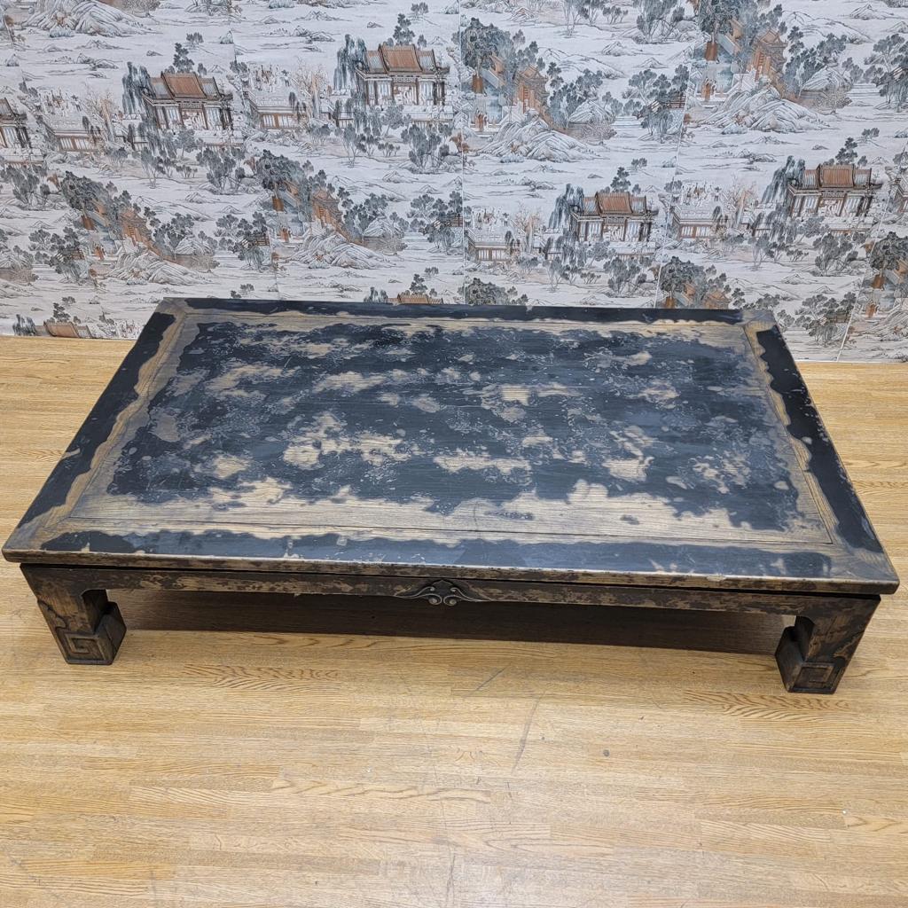 Antique Shanxi Province Elm Coffee Table Cut from Chinese Bed For Sale 5