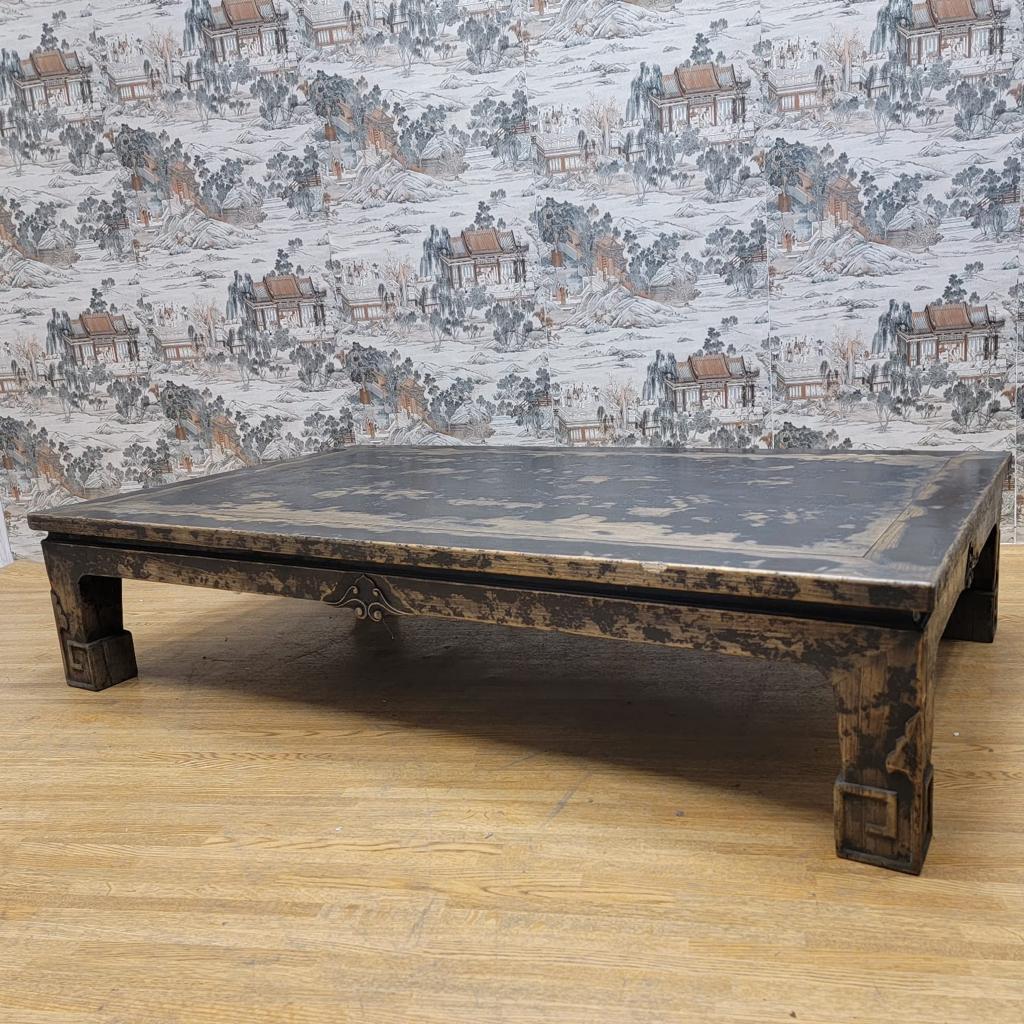 Late 19th Century Antique Shanxi Province Elm Coffee Table Cut from Chinese Bed For Sale