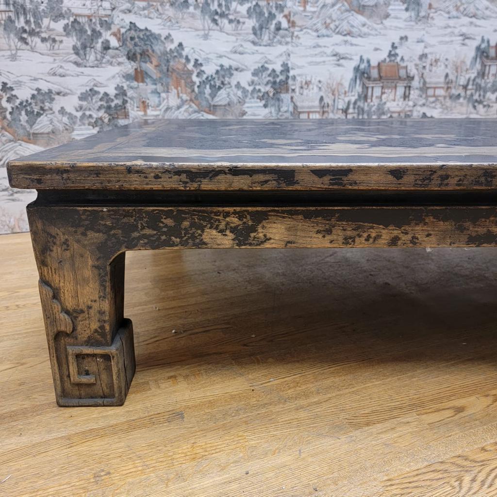Antique Shanxi Province Elm Coffee Table Cut from Chinese Bed For Sale 1