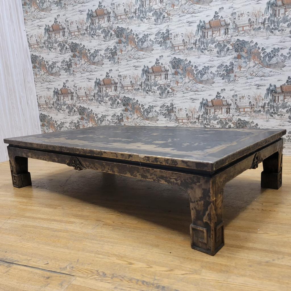 Antique Shanxi Province Elm Coffee Table Cut from Chinese Bed For Sale 2