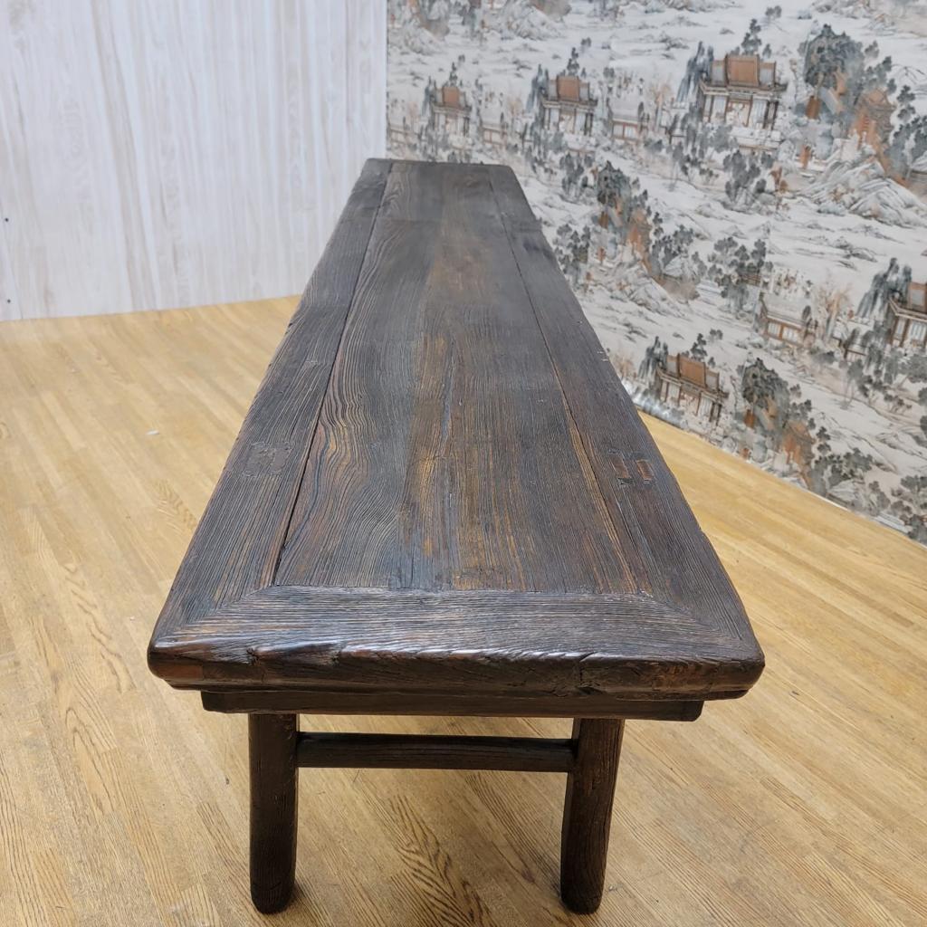 Hand-Carved Antique Shanxi Province Elm Low Bed Bench / Coffee Table For Sale