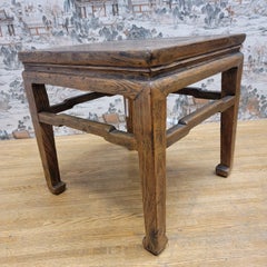 Antique Shanxi Province Elm Natural Patina Square Side Table