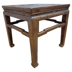 Antique Shanxi Province Elm Natural Patina Square Side Table