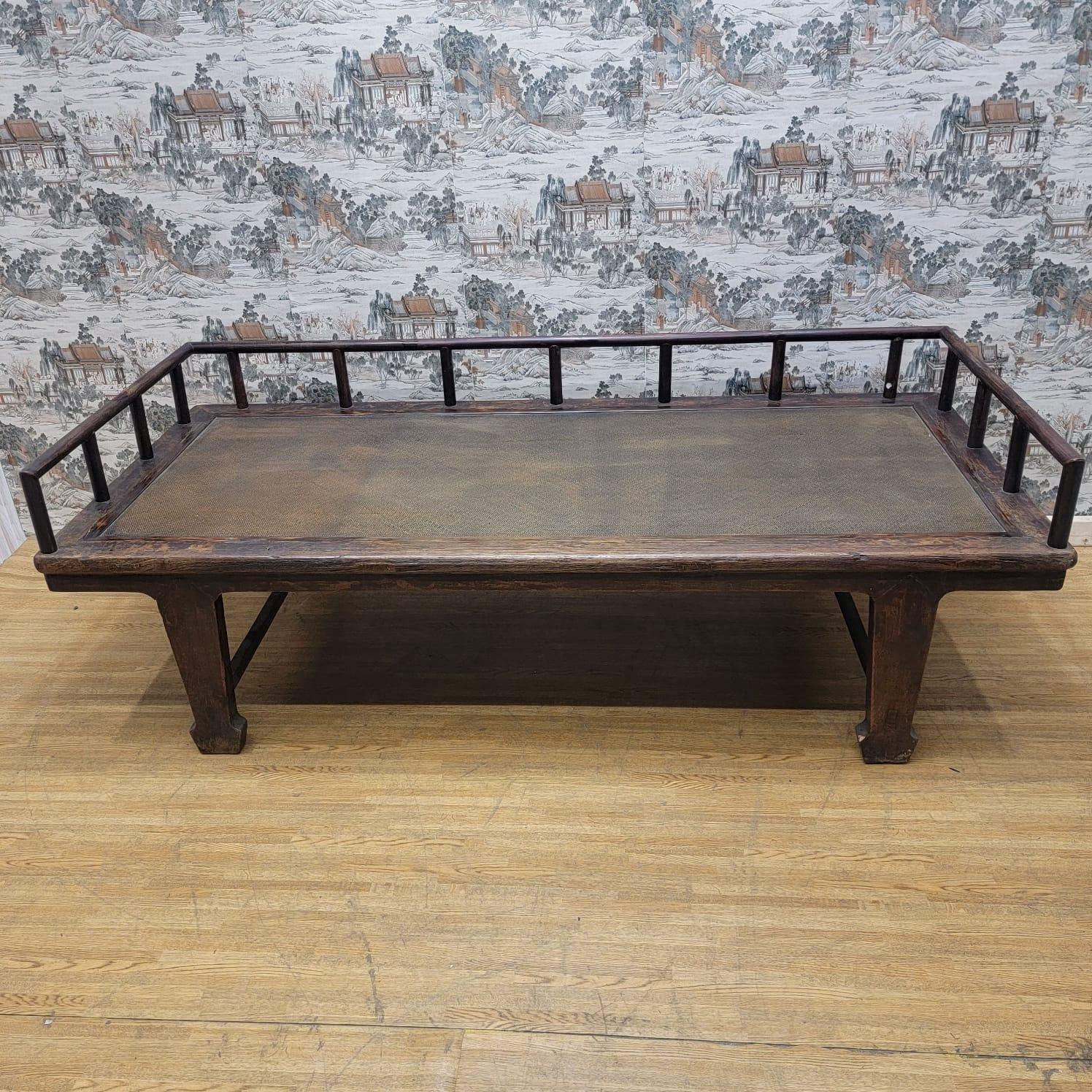 Antique Shanxi Province Elm Opium Bed For Sale 5