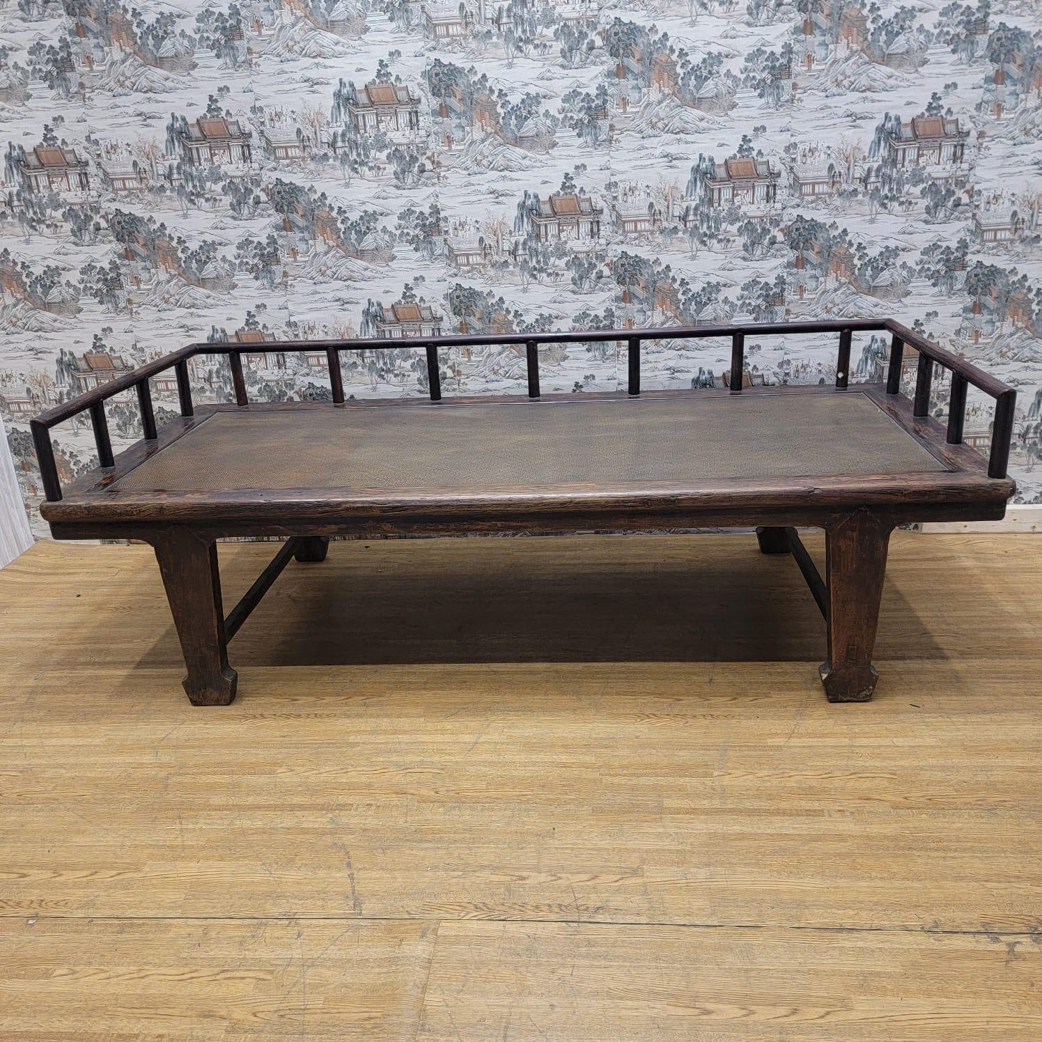 Antique Shanxi Province Elm Opium Bed For Sale 6