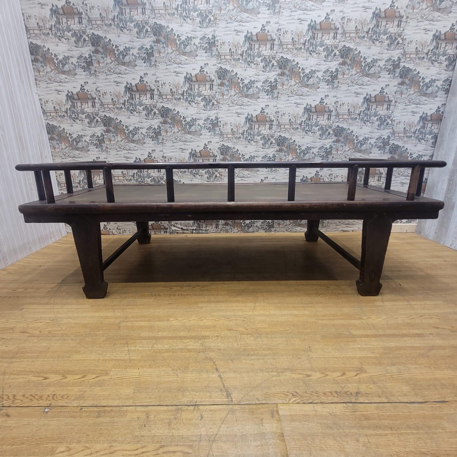 Bohemian Antique Shanxi Province Elm Opium Bed For Sale