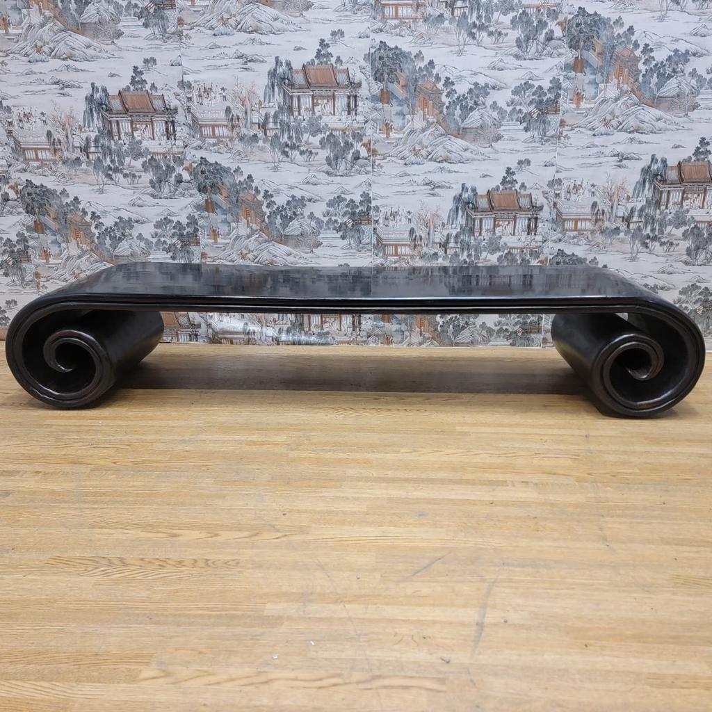Antique Shanxi Province Elm Scroller Leg Low Table In Good Condition For Sale In Chicago, IL