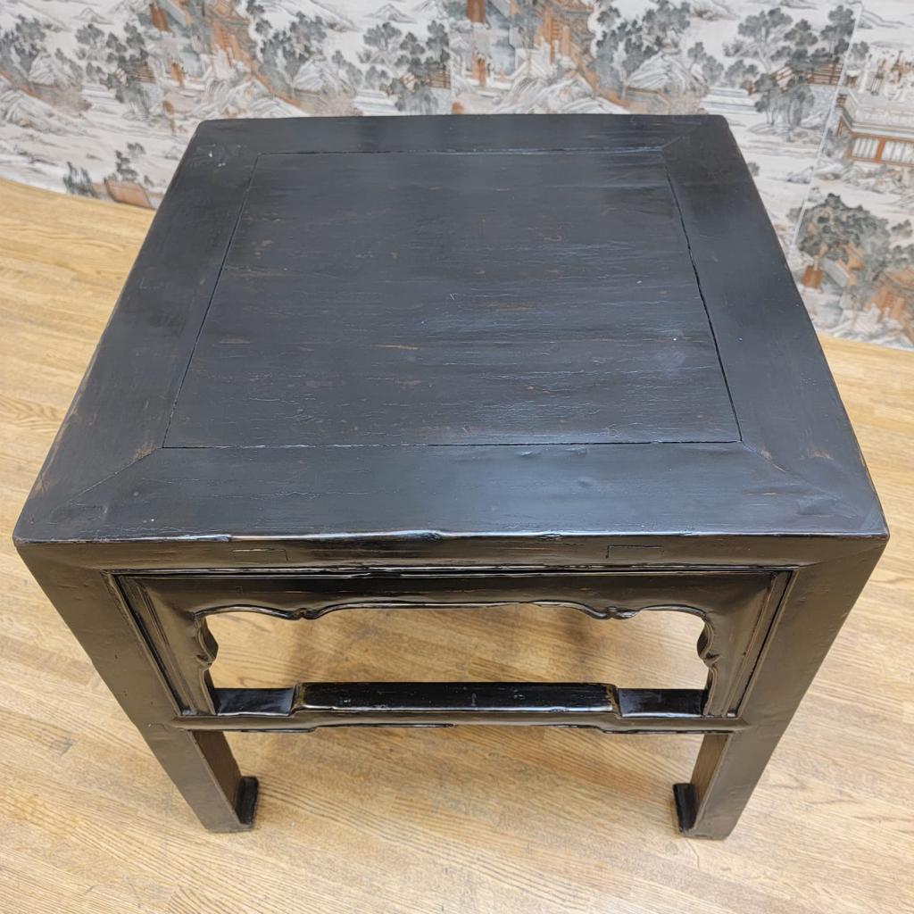Hand-Crafted Antique Shanxi Province Elm Side Table with Original Patina For Sale