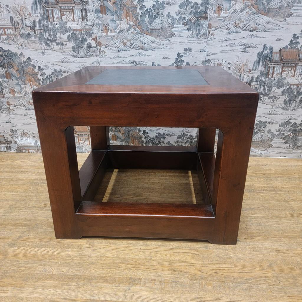 Antique Shanxi Province Elm Side Table with Stone Top For Sale 3