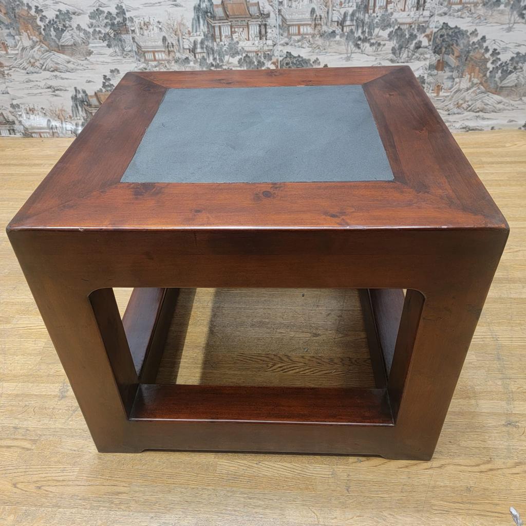Chinese Antique Shanxi Province Elm Side Table with Stone Top For Sale