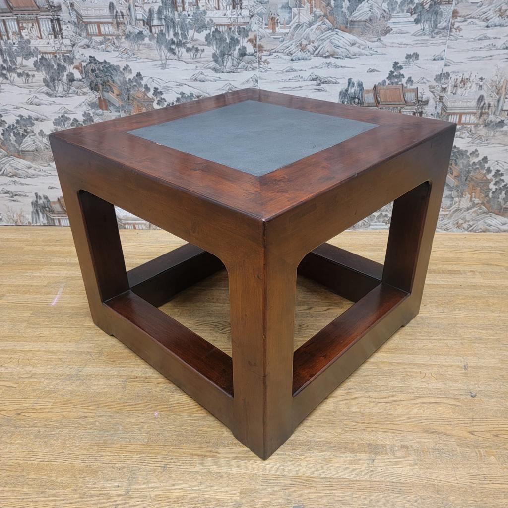 Antique Shanxi Province Elm Side Table with Stone Top For Sale 1