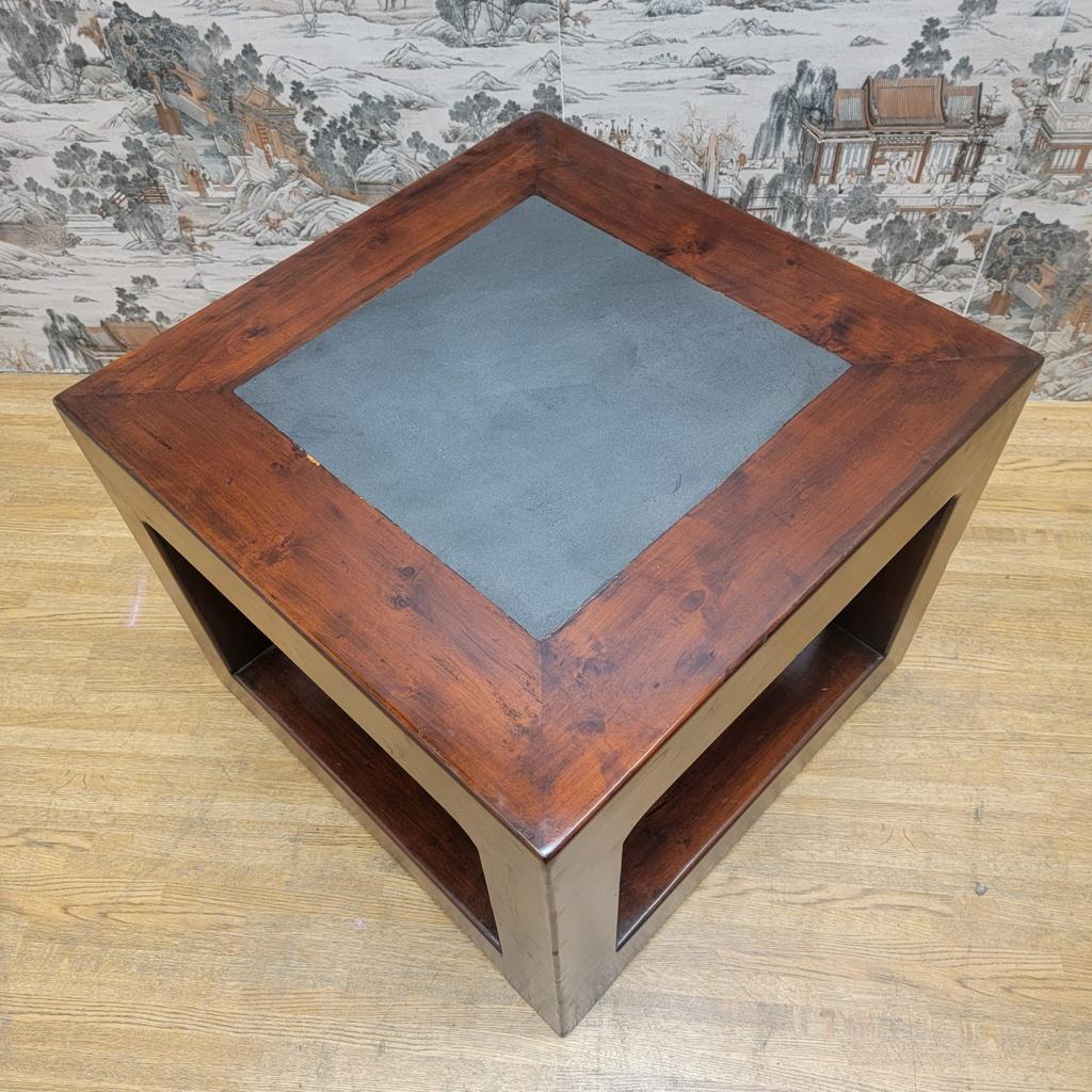 Antique Shanxi Province Elm Side Table with Stone Top For Sale 2