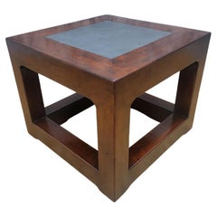 Antique Shanxi Province Elm Side Table with Stone Top