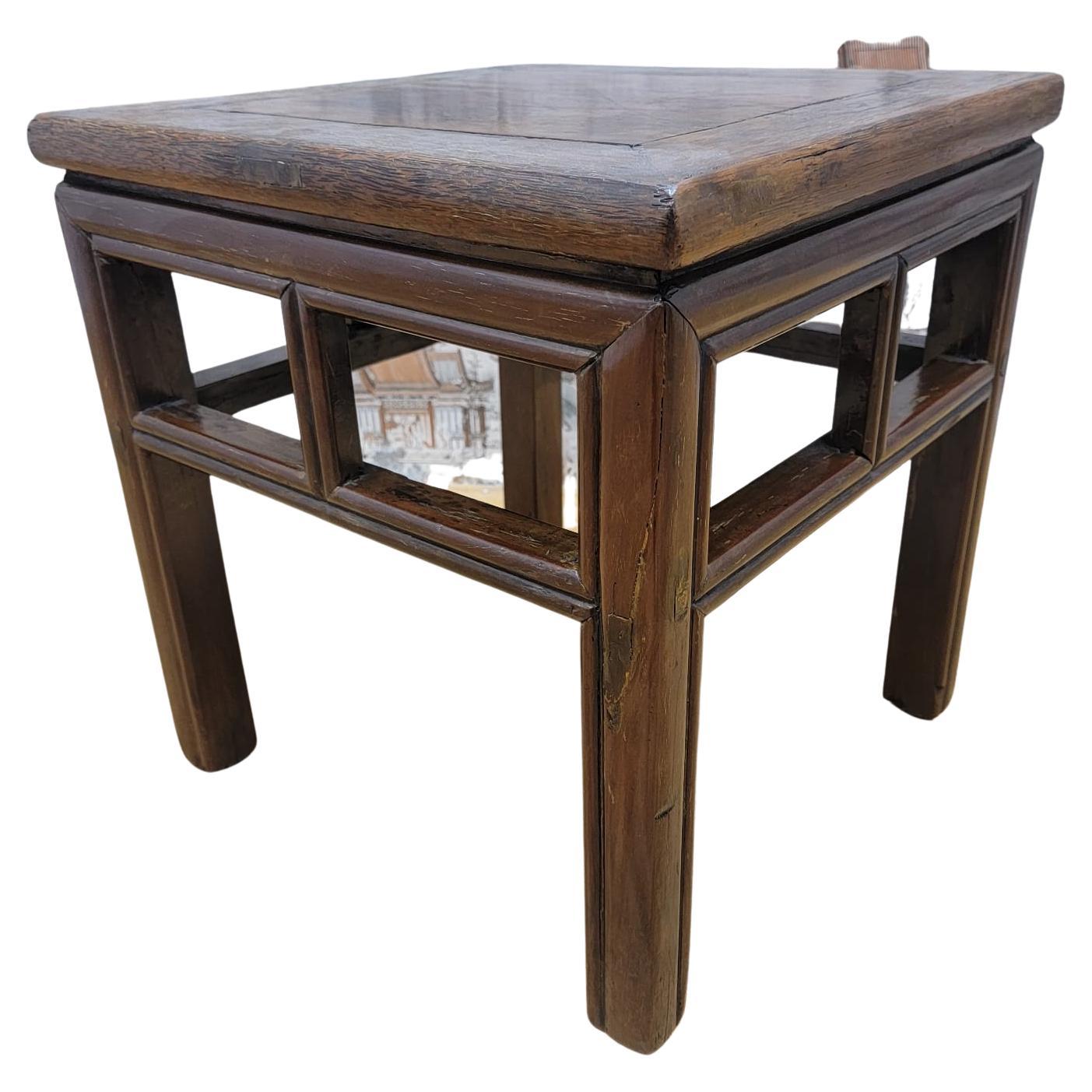 Antique Shanxi Province Elm Square Side Table For Sale