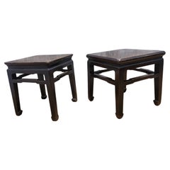 Antique Shanxi Province Elm Square Side Table, Pair